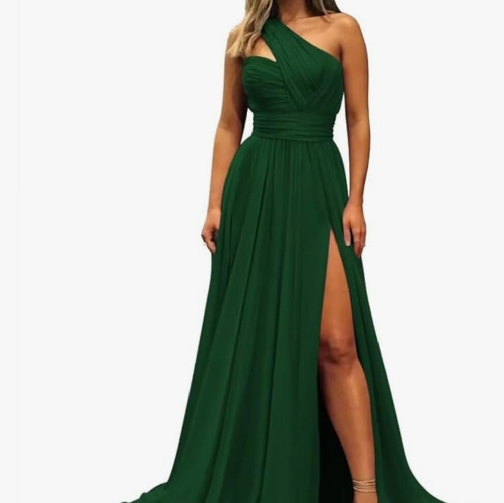 Long Emerald Green Chiffon dress